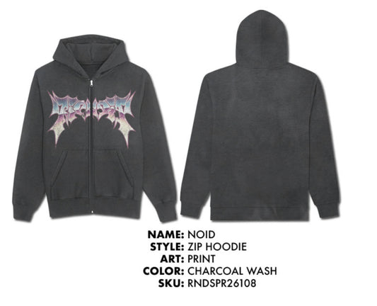 HOODIE CON CREMALLERA NOID (CHARCOAL WASH)