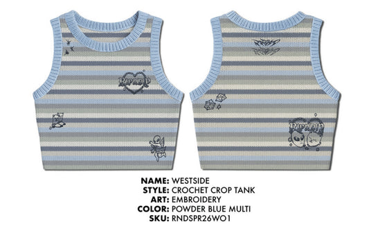 CROPPED WESTSIDE CROCHET TANK (POWDER BLUE )