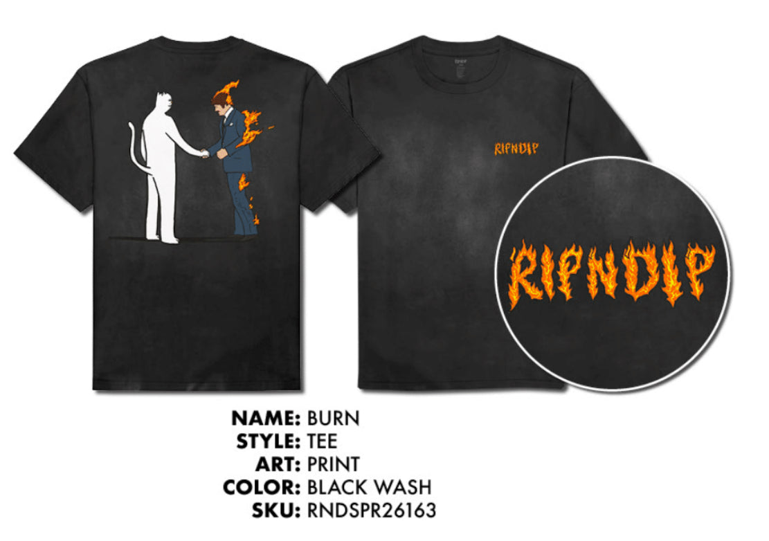 PLAYERA BURN (NEGRO WASH)