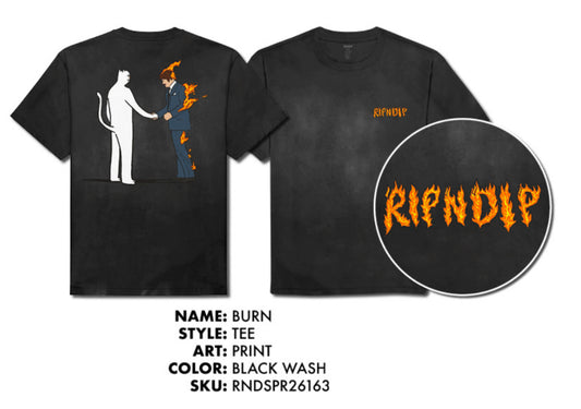 PLAYERA BURN (NEGRO WASH)