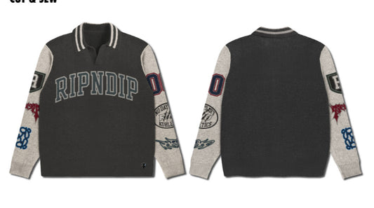 SUÉTER DE PUNTO RUN IT UP (CHAROAL / CREMA)