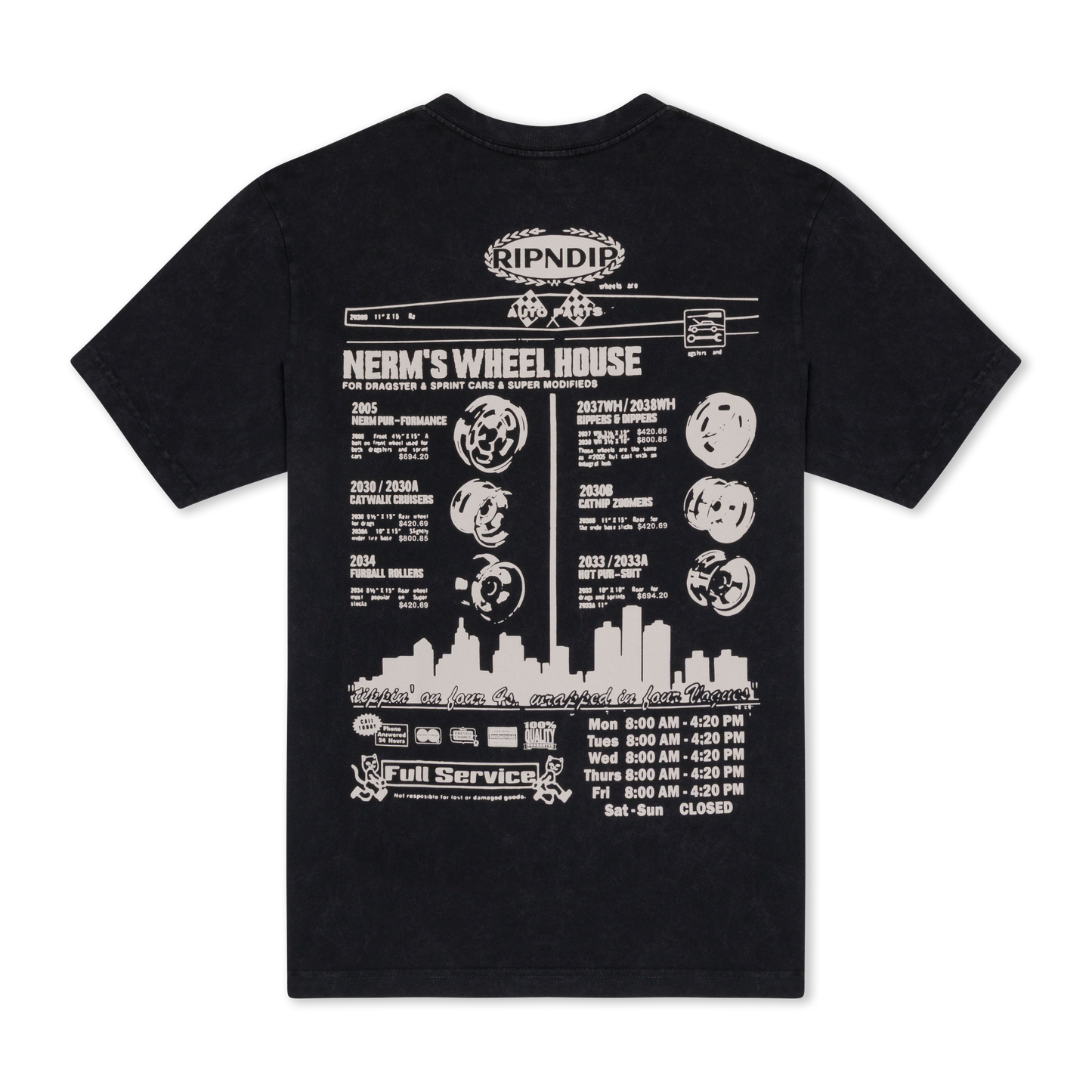 PLAYERA NERM WHEELS (NEGRO VINTAGE WASH)