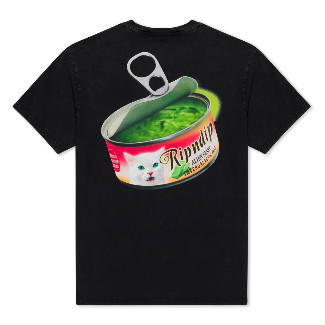 PLAYERA GOURMET CAT FOOD (BLACK VINTAGE WASH)