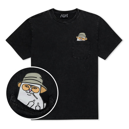 PLAYERA NERMAL S THOMPSON POCKET (BLACK MINERAL WASH)