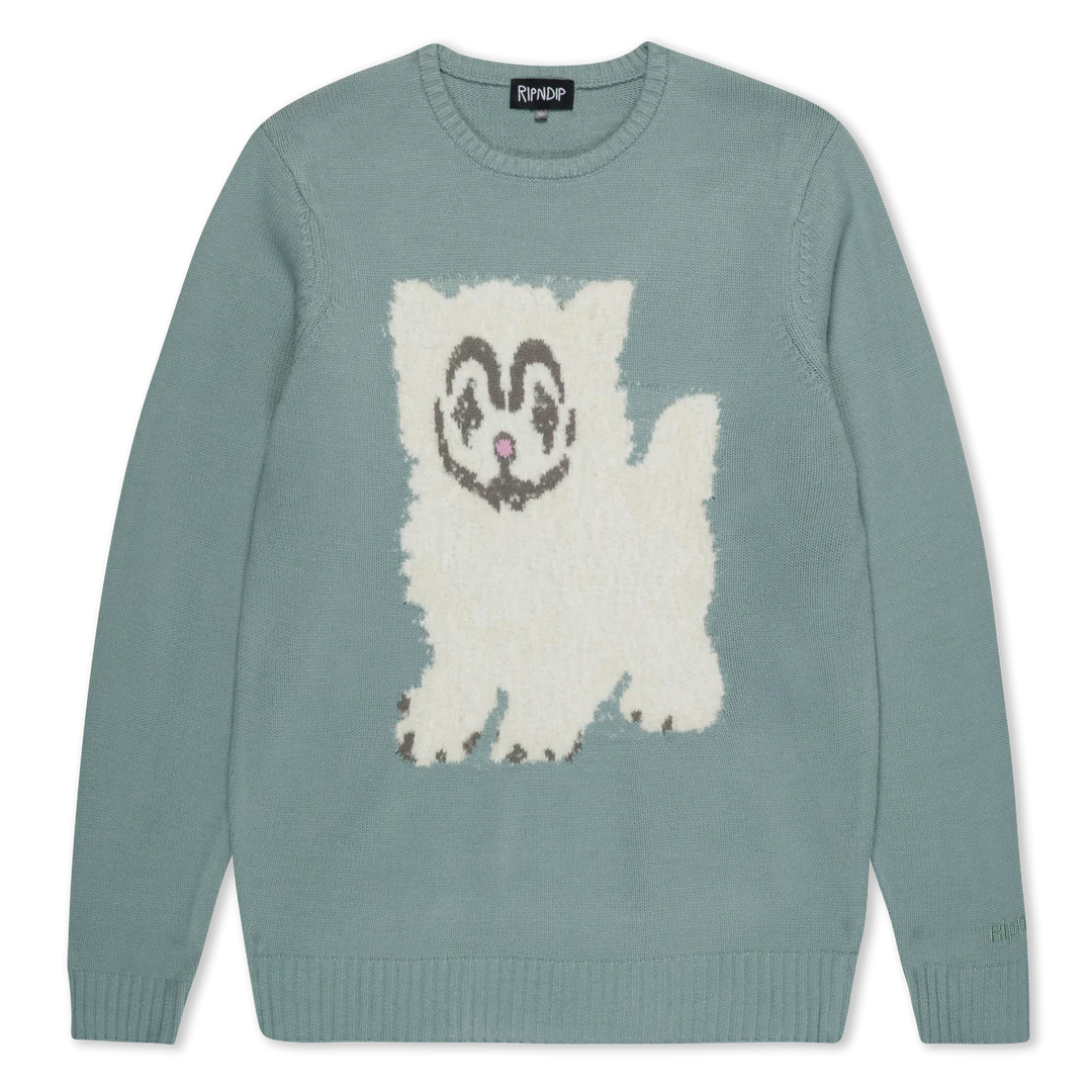 SUETER PET ME IM CUTE KNIT (HEATHER SAGE GREY)