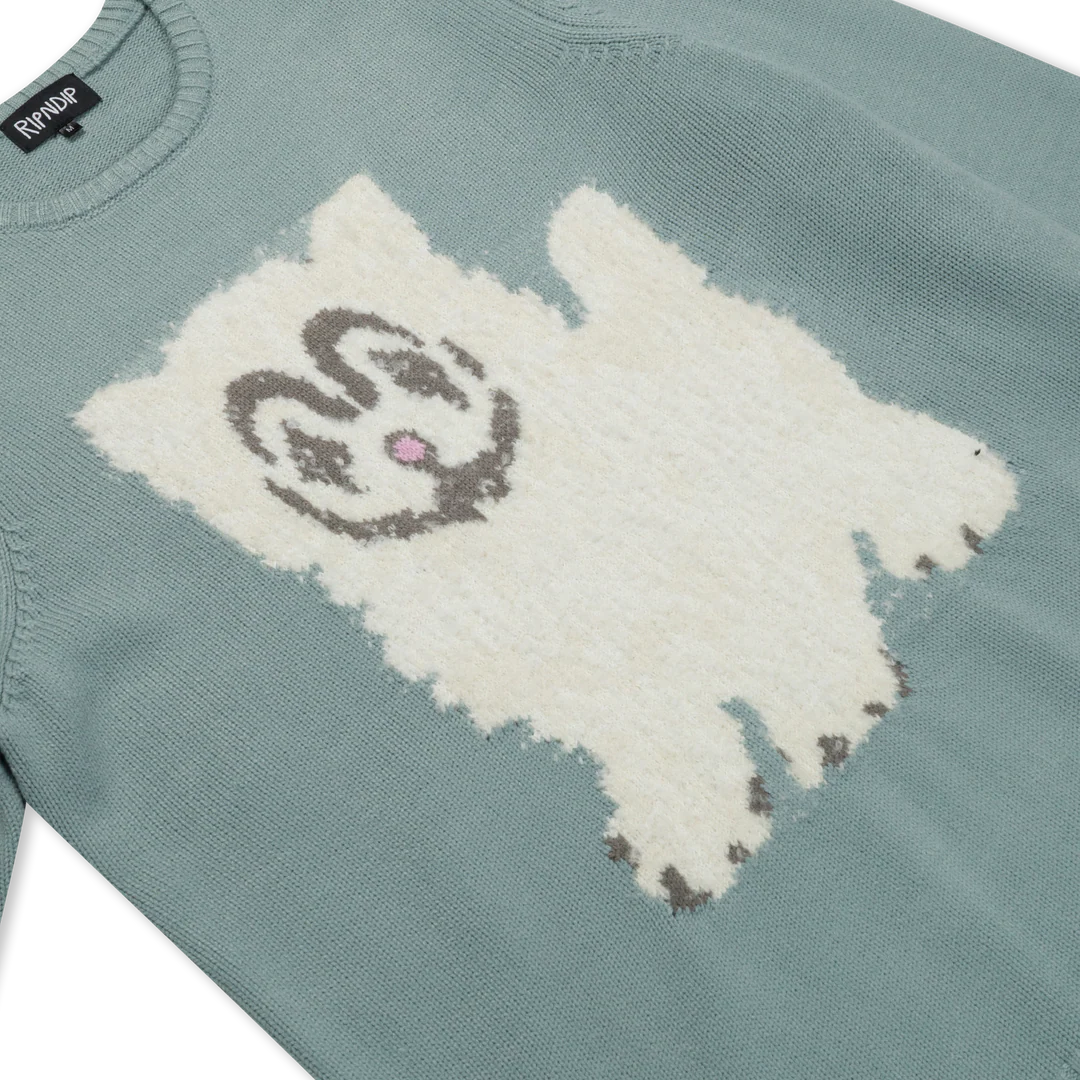 SUETER PET ME IM CUTE KNIT (HEATHER SAGE GREY)