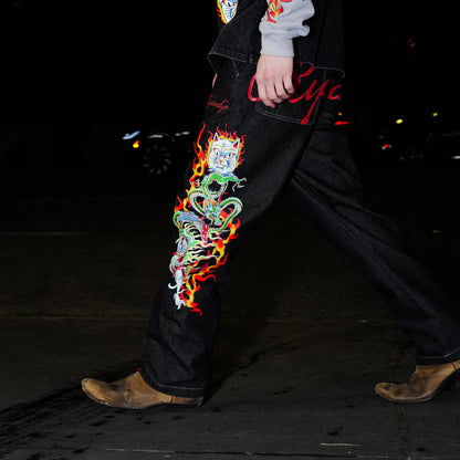 PANTALON INKED WIDE FIT DENIM (NEGRO)